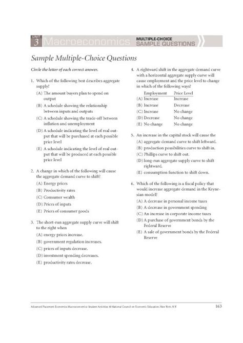 Unit 3 Macroeconomics Multiple Choice Answer Key Reader