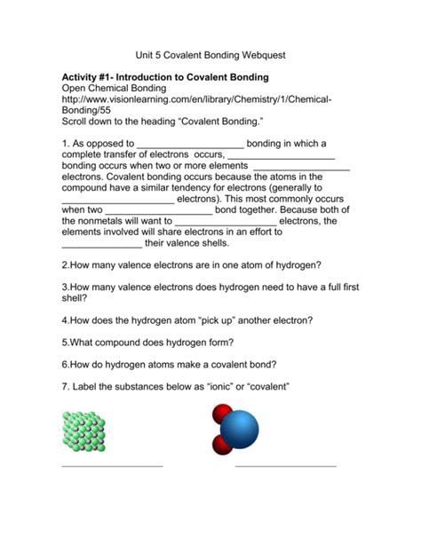 Unit 4 Covalent Bonding Webquest Answer Key Kindle Editon