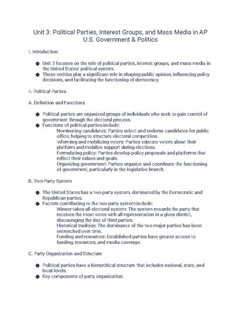 Unit 5 AP Gov Review: Political Parties, Interest Groups, and the Media