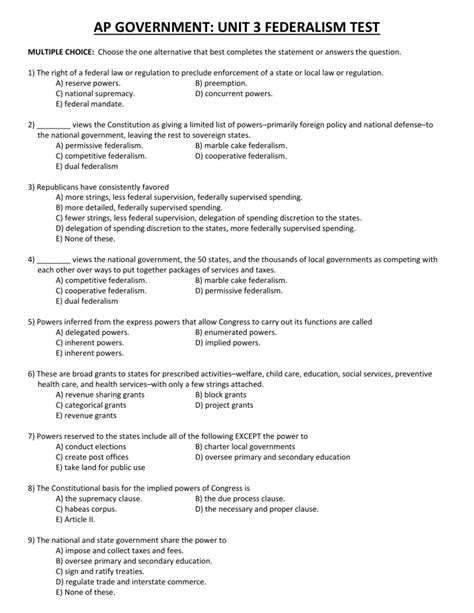 Unit 5 American Goverment Test A Answers PDF