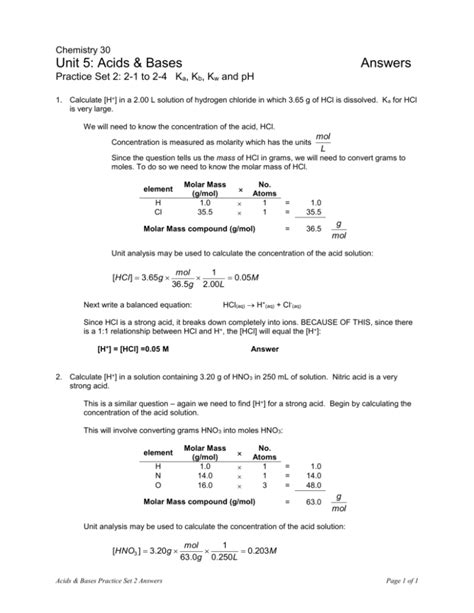 Unit 5 Solutions Acids Bases Answers PDF