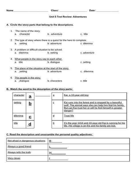 Unit 5 Test Review Answers PDF