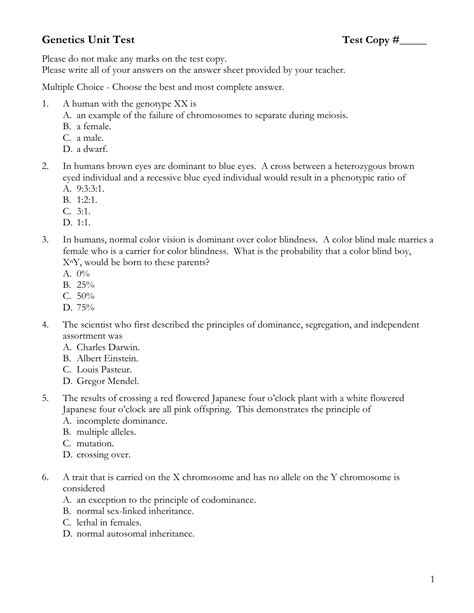 Unit 6 Genetics Test Answer Key Kindle Editon