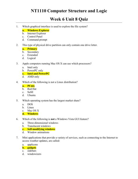 Unit 8 Answer Key Nt1110 Doc