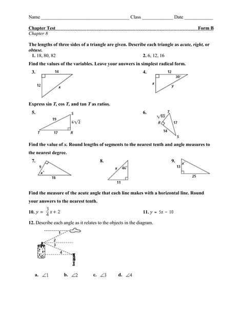 Unit 8 Test Form B Trigonometry Answers Doc