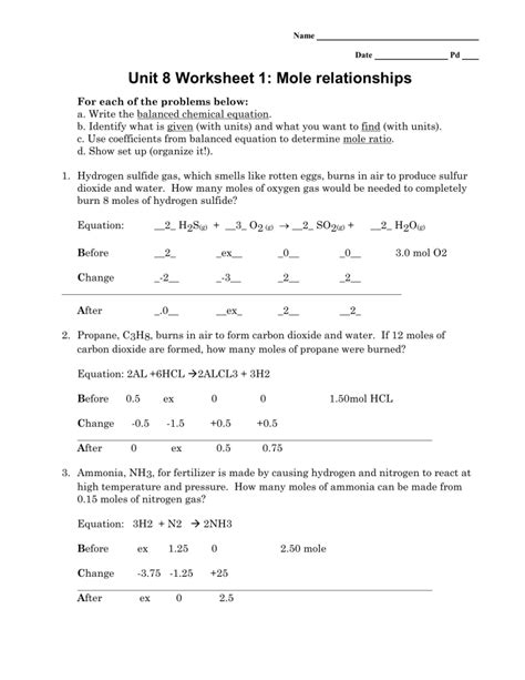 Unit 8 Ws 1 Mole Relationships Answers Doc