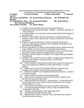 Unit 9 Developmental Psychology Exam Answers Doc