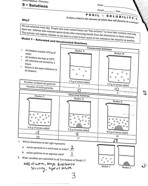 Unit 9 Solutions Chemistry Packet Answer Key PDF