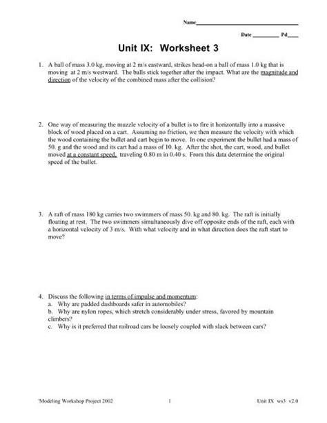 Unit Ix Worksheet 1 Answers PDF