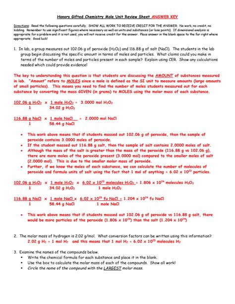 Unit Review Sheet Answers 20 Doc