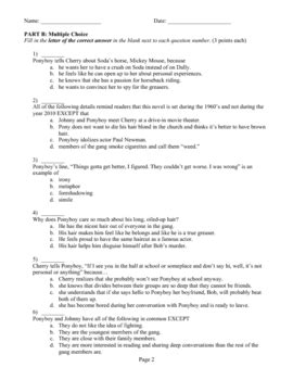 Unit Test For The Outsiders Answers Doc