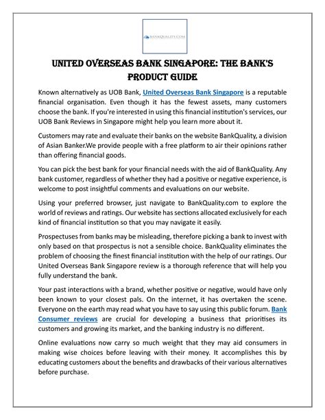 United Overseas Bank Singapore: A Comprehensive Overview