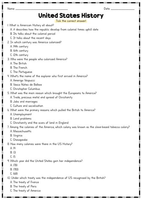 United States History Handout Answers Doc