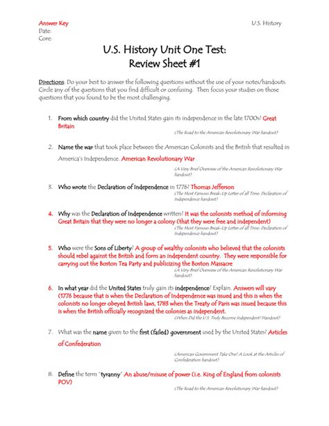 United States History Review Book Answers PDF