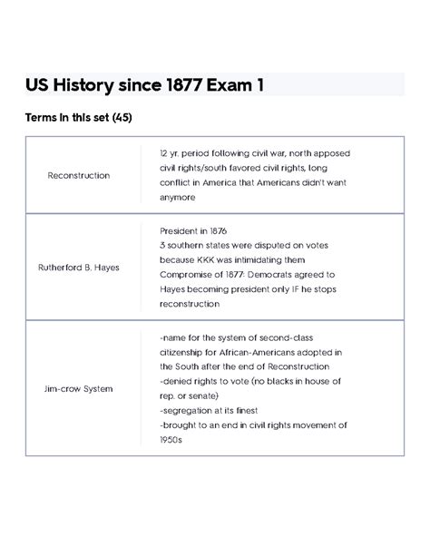 United States History Since 1877 Answer Key PDF