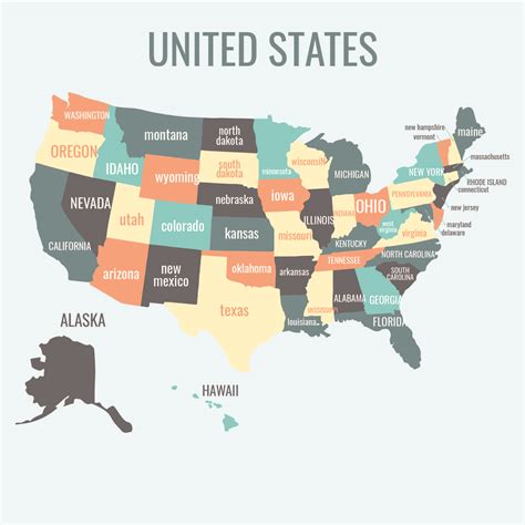 United States Printable Map With State Names