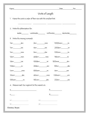 Units Of Length Christina Bryant Answer Key PDF