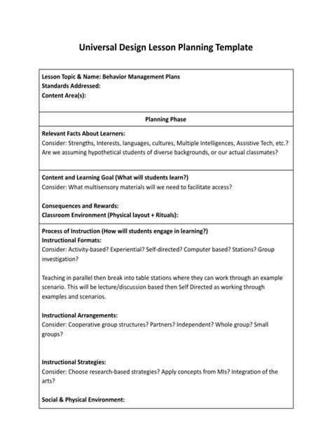 Universal Design Lesson Plan Template