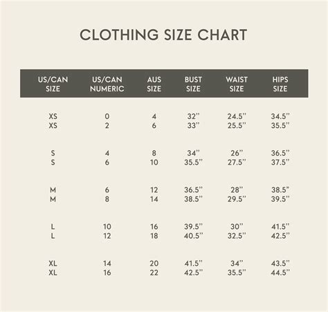 Universal Threads Size Chart