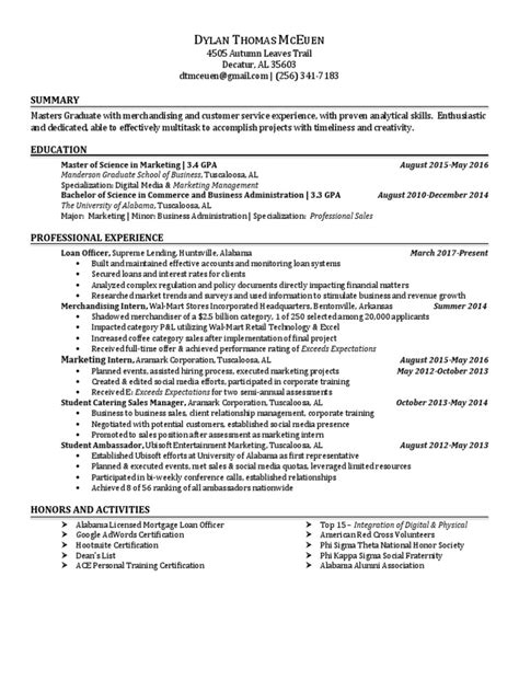 University Of Alabama Resume Template
