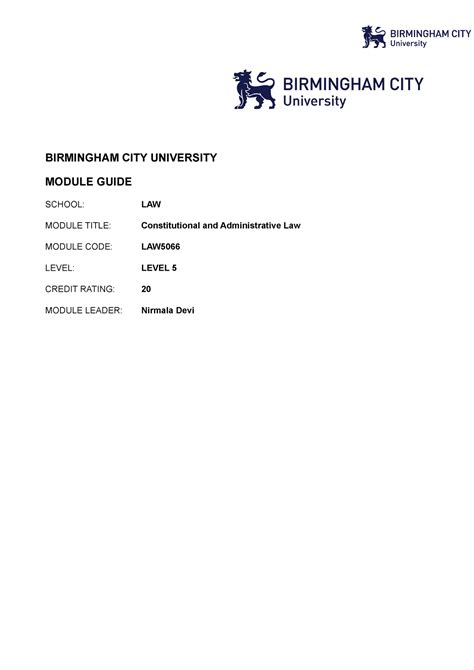University Of Birmingham Module Catalogue
