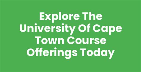 University Of Cape Town Course Catalog