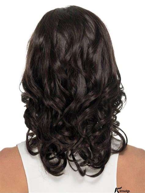 Unleash Your Inner Glamour: Wavy Monofilament 16" Black Without Bangs Ladies Long Wigs for 2025