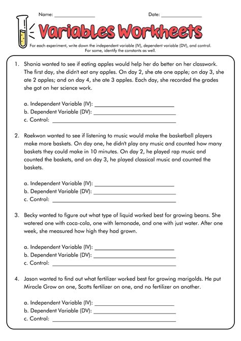 Unleash the Power of Science Variables with Our Comprehensive Worksheet: Dependent and Independent Variables