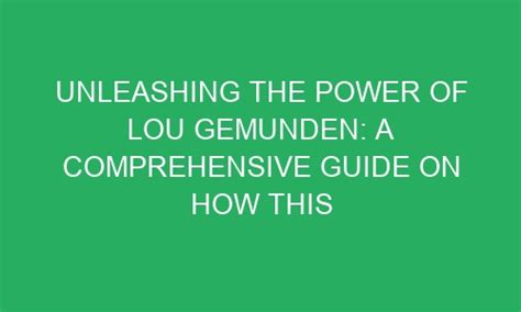 Unleashing the Power of Lou Sassole: A Comprehensive Guide