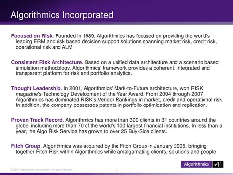 Unlock Unprecedented Risk Management: The Power of Algorithmics Incorporated