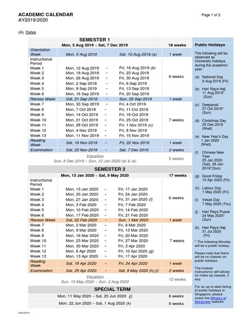 Unlock Your Academic Success with the Comprehensive NUS Academic Calendar
