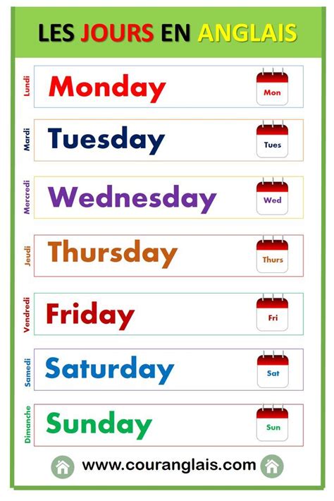 Unlock Your English Communication: Master Les 7 Jours de la Semaine en Anglais (The 7 Days of the Week in English) Effortlessly!