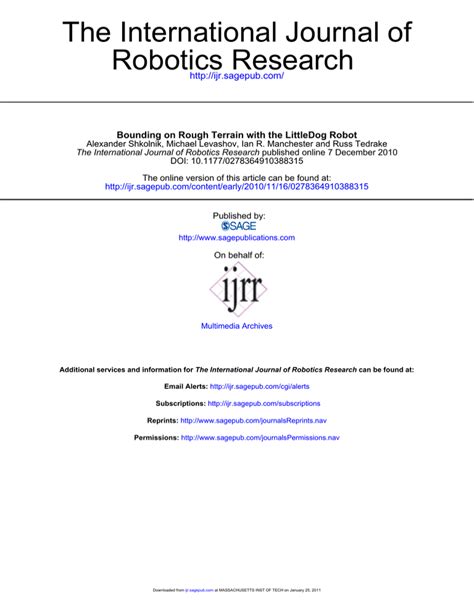 Unlocking the Future with the International Journal of Robotics Research and Application