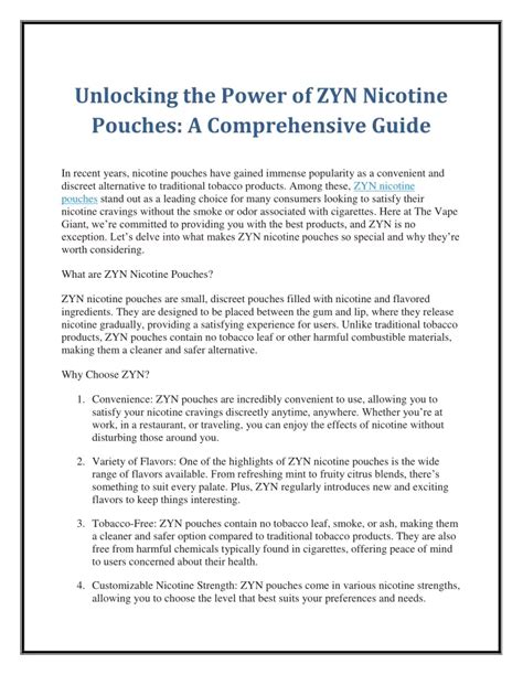 Unlocking the Power of 24mg Zyn: A Comprehensive Guide to Enhanced Nicotine Satisfaction