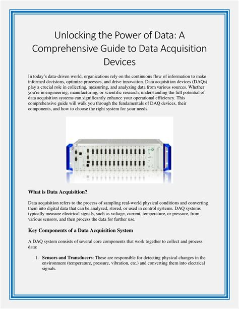 Unlocking the Power of Data Acquisition with the ADS1286U/2K5: A Comprehensive Guide