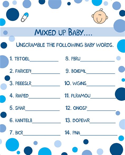 Unscramble Baby Shower Game Answers PDF