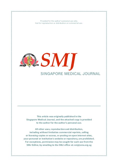 Unveiling Singapore's Medical Masterpiece: Exploring the Singapore Medical Journal