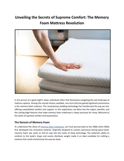 Unveiling the Comfort Revolution: The Memory Foam Advantage