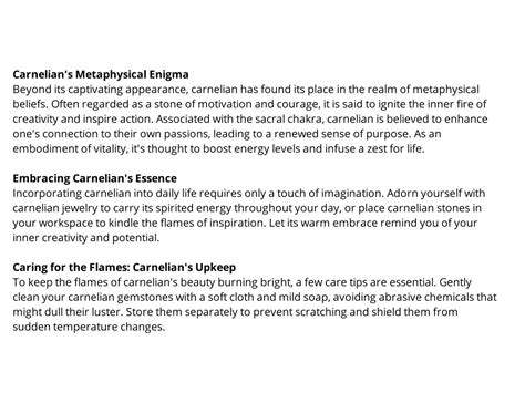 Unveiling the Fiery Enigma: Carnelian's Extraordinary Capabilities