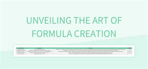 Unveiling the Formula