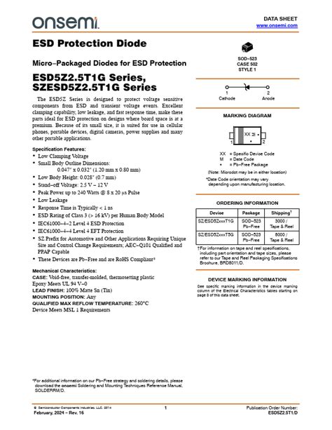 Unveiling the Powerhouse: Key Features of ESD5Z6.0T1G