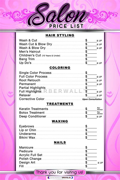 Unveiling the Secrets: Page 3 Salon Price List