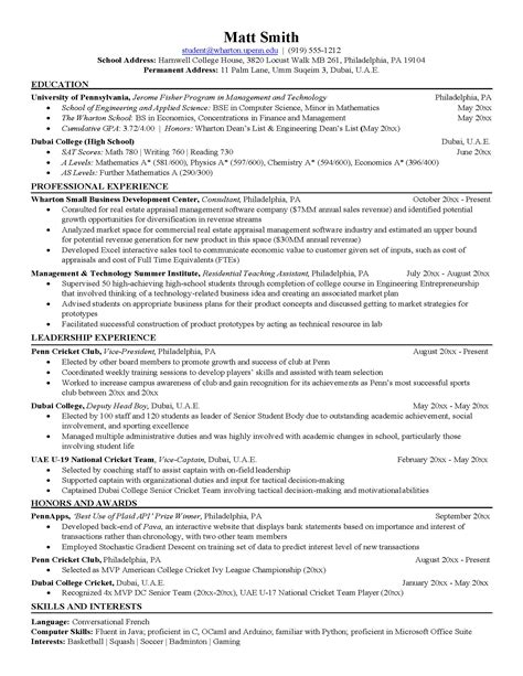 Upenn Resume Template