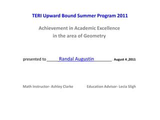 Upward Bound Summer 2011 Geometry 7 Answers PDF