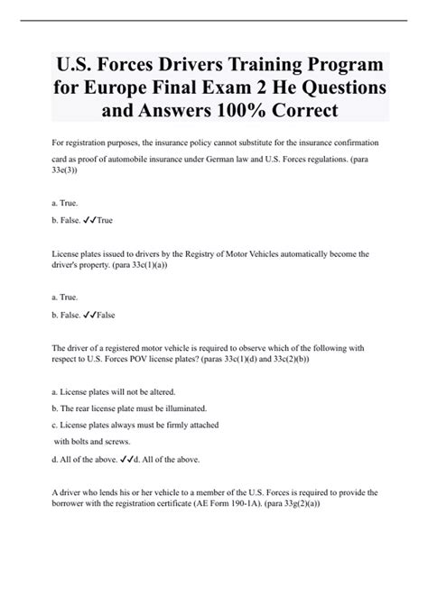 Us Driver Training Answers PDF