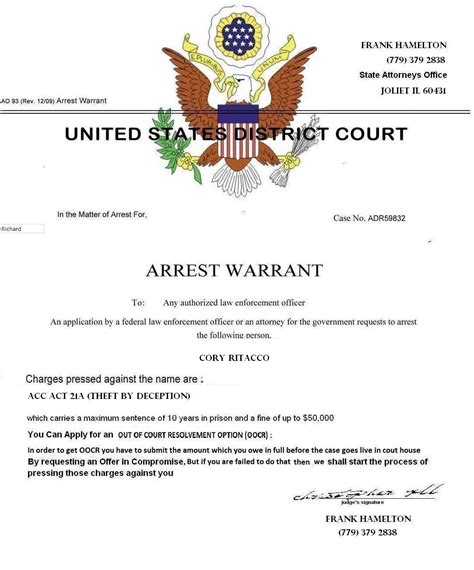 Us Federal Warrant Template Word