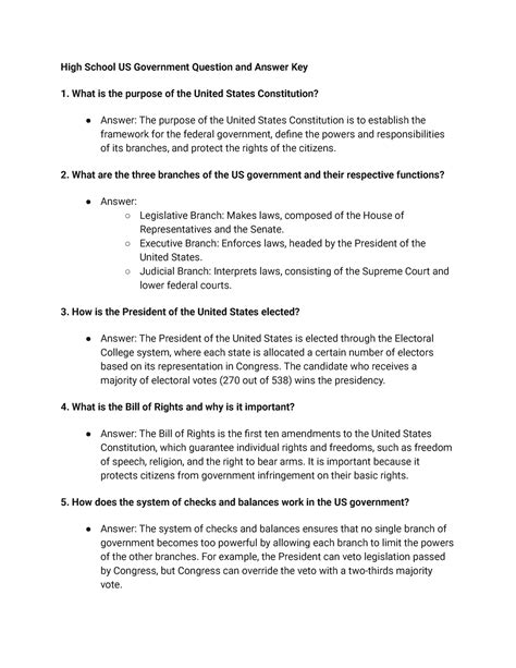 Us Government Questions And Answers Epub