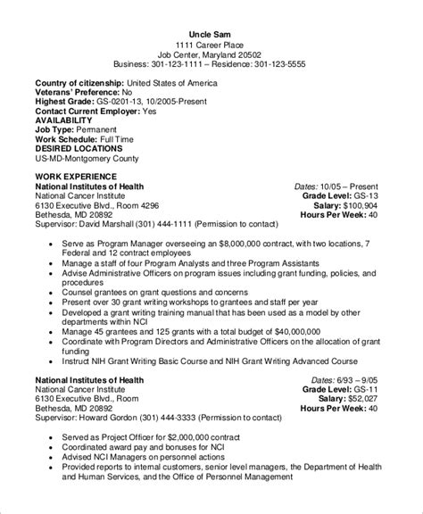 Us Government Resume Template
