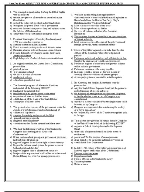 Us Government Unit 2 Test Review Answers Reader
