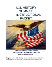 Us History Summer Instructional Packet Answers Reader